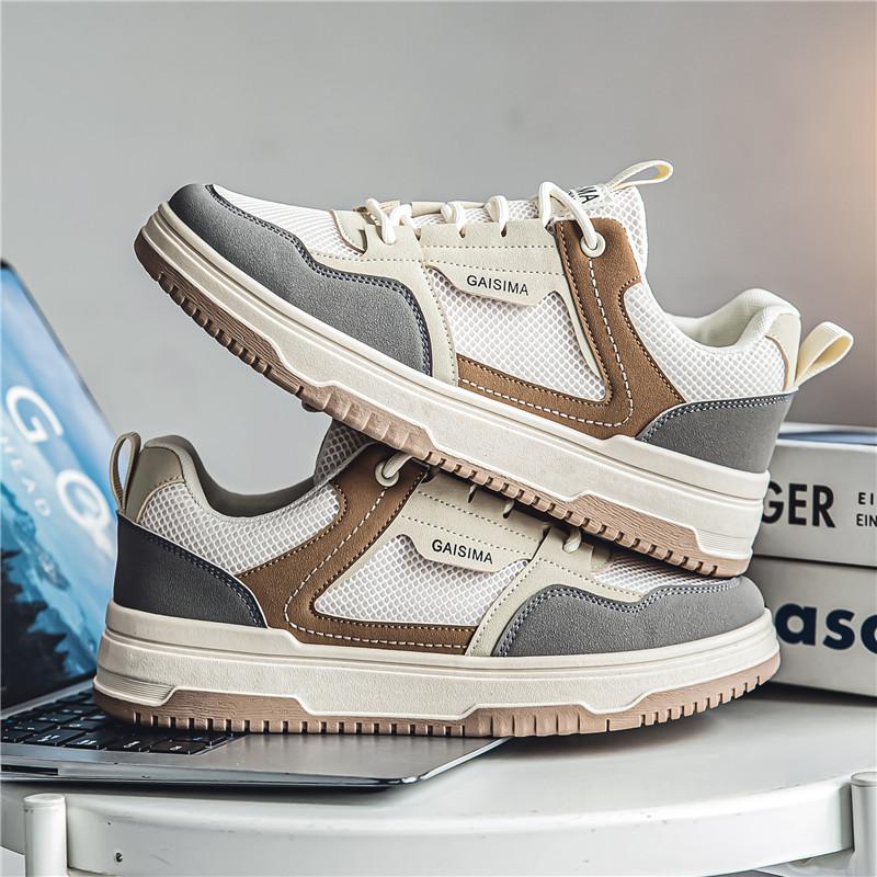 

Мужские кроссовки, вентилируемые мокасины, спортивная и досуговая обувь для мужчин, износостойкая, модная, для скейтбординга, толстая подошва, универсальная, новая 39 бежевый