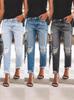 TUME Damen Elastische Retro-Jeanshose