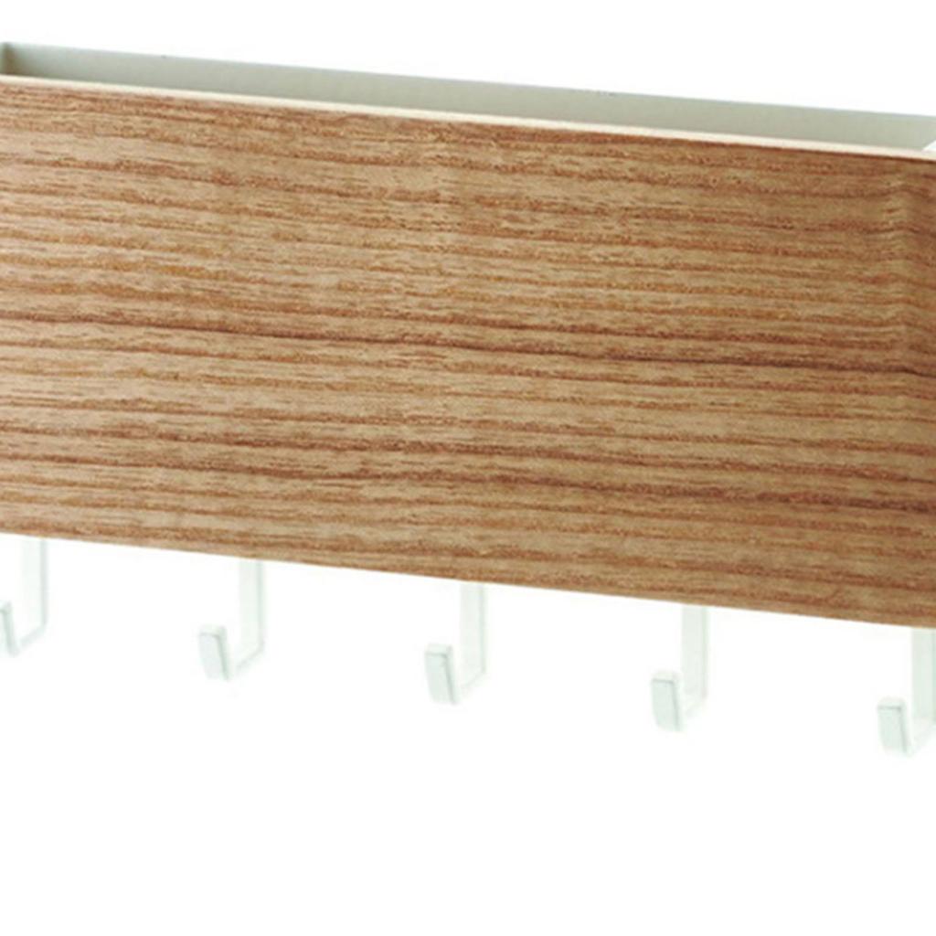 Japanischer Schlüsselhalter aus Holz zur Wandmontage mit 5 Haken, stanzfrei, multifunktionaler Schlüsselaufhänger für Zuhause