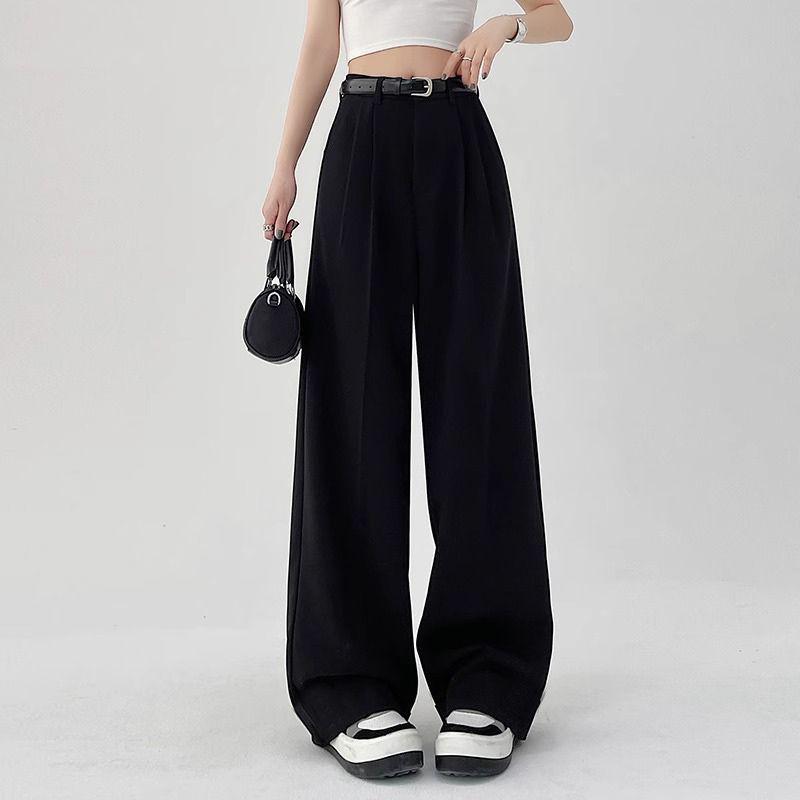 Women's Spring/Summer 2026 High Waist Loose Wide Leg Floor-Length Suit Pants