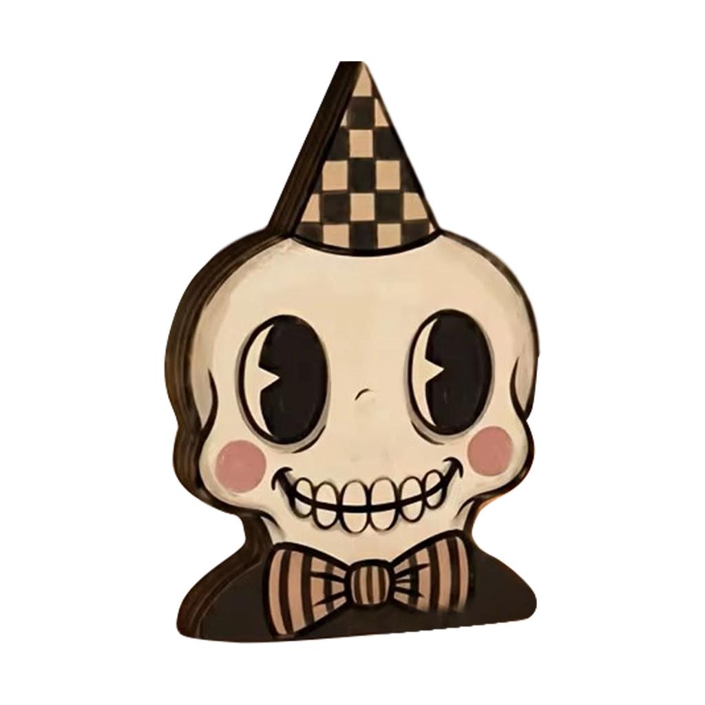 Vintage Wooden Halloween Tabletop Decor - Creative Funny Party Decoration for Home