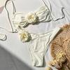 2 Teile/satz Frauen Bikini Hosenträger Open Back BH Quick 3D Blume Dekor Set Einstellbare Trocknen Slips Set