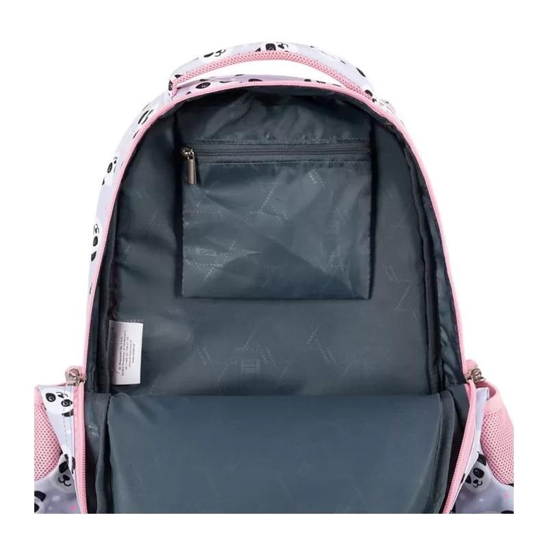 Majewski St. Right Backpack for Grades 1-4, 3 Compartments, Grey Panda Collection, Lightweight Ergonomic School Bag BP-26