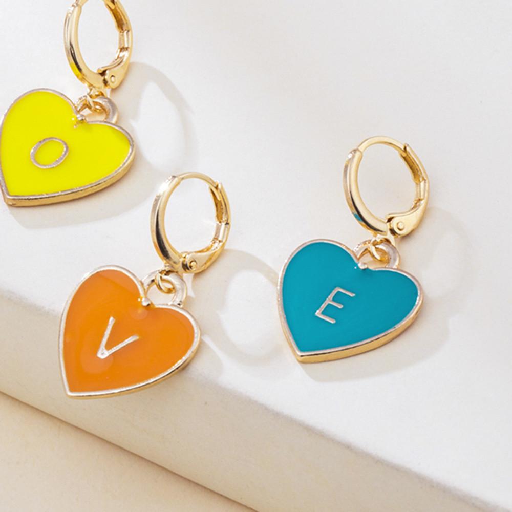 Fashionable Alloy Heart-shaped Love Letter Earrings Trendy Chic Street Style