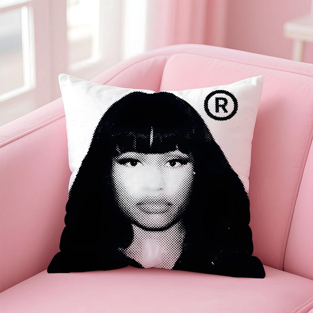 Bold Cool Rap Singer N-Nicki Minaj Cushion Cover Pillowcase Short Plush Invisible Zipper Room Sofa Cushion Cover