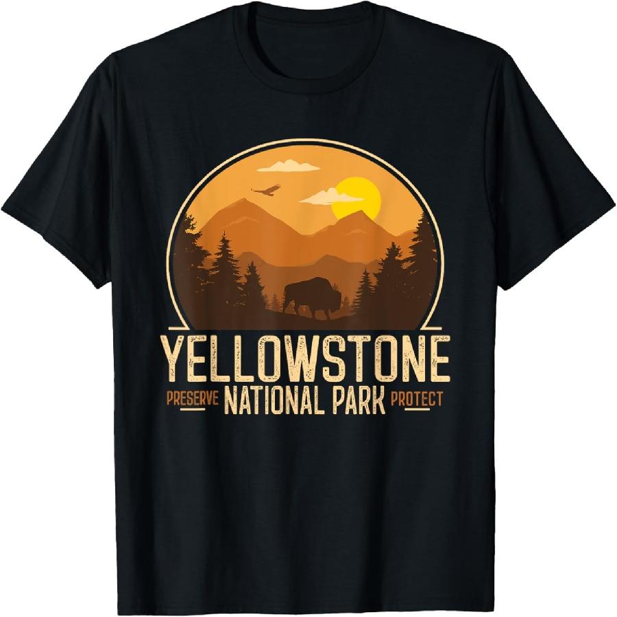 Yellowstone National Park Adventure Retro Vintage Hiking T-Shirt S