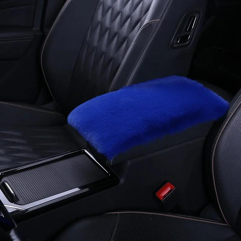 Universal Soft Furry Plush Armrest Box Pads Cover Center Console Polyester Armrest Pad Cushion Winter Car Interior Accessories