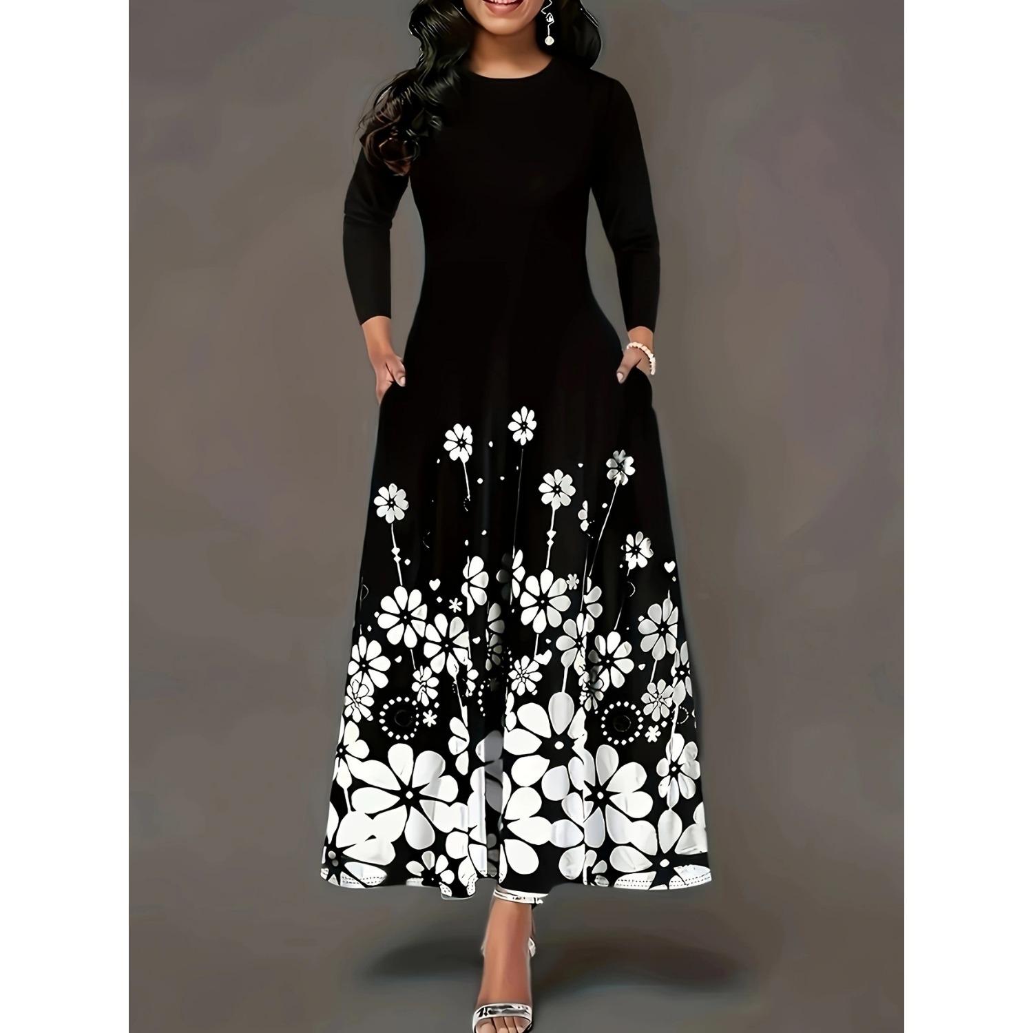 

2025 Новый тренд утягивающего платья с талией, свободное удобное платье, женская мода, элегантное платье, весна-лето, принт XXL чёрный