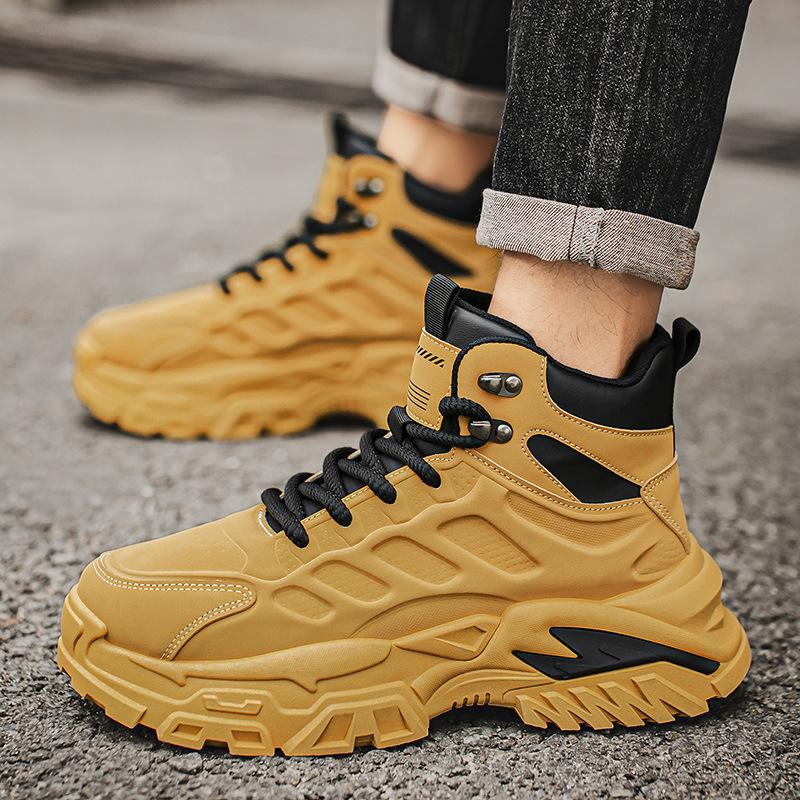 Winter non-slip mountaineering Martin boots thick-soled heightening dad shoes sports and leisure high-top locomotive boots
