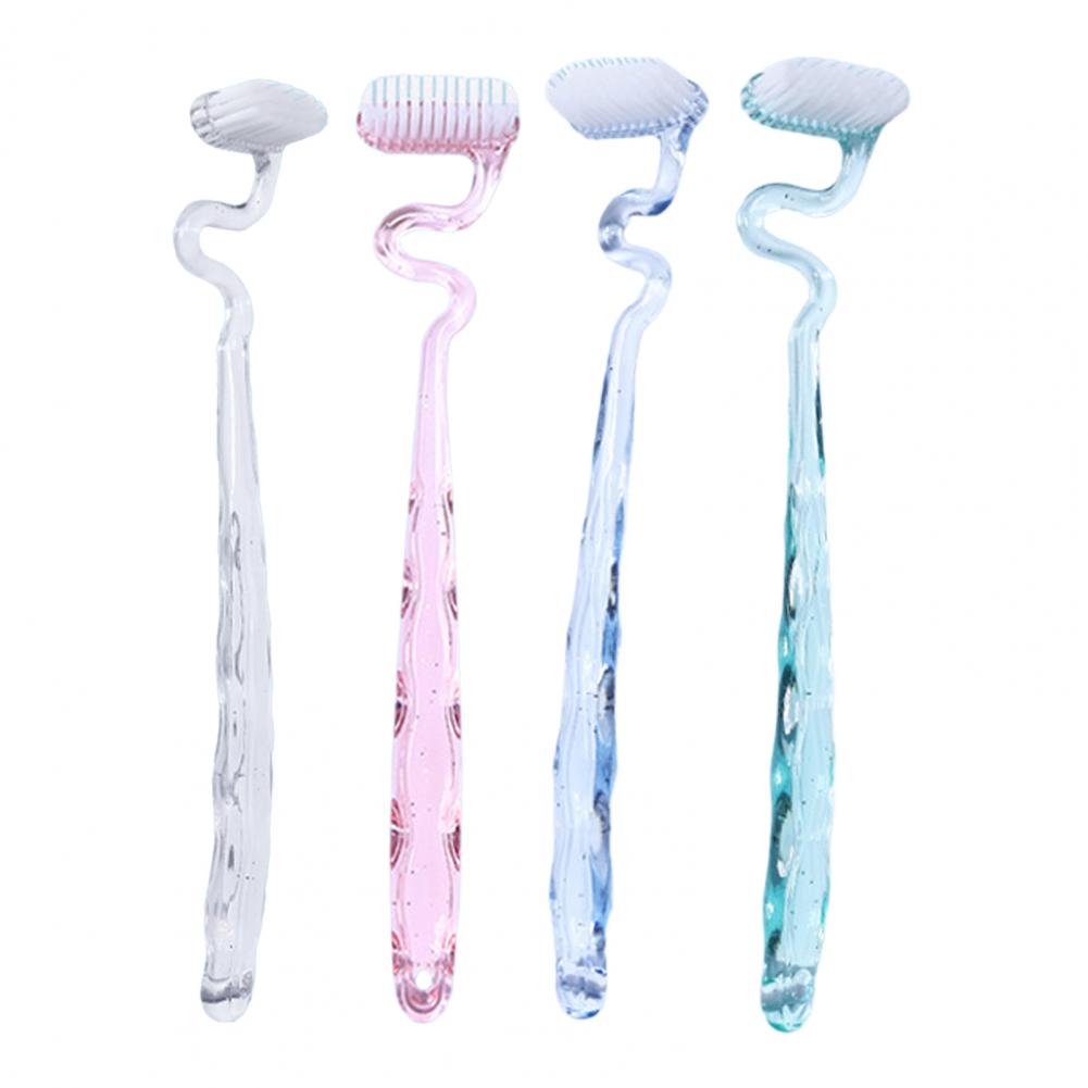 19cm Toothbrush With Hanging Hole Design S-Shaped Vertical Brush Soft Bristles Anti-Slip Handle Toothbrush Tongue Massage Tools