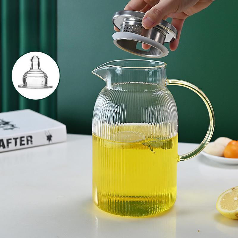 Creative Glass Vertical Pattern Cold Water Kettle Set To Heat The Living Room Coffee Table Juice Drink Kettle Large Capacity Glass Kettle