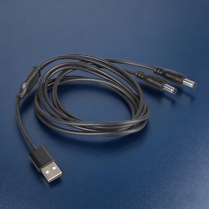 USB To Two 5.5x2.5mm Power Cable 5V3A For Blower Fan Lighting System Security Camera Power Supply Cord