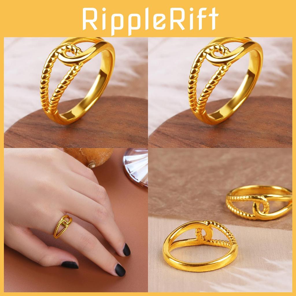 Elegant Adjustable Twist Ring For Couples Crafted From Gold Plated Brass Perfect Gift