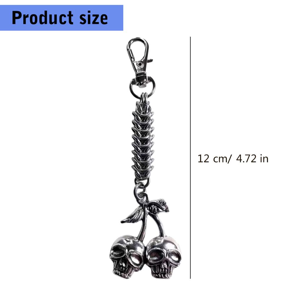 Fashionable Skull Cherrys Pendant Keychain Alloy Crafted Keyring Charm Ornament Unique Accessory for Bags and Bikes