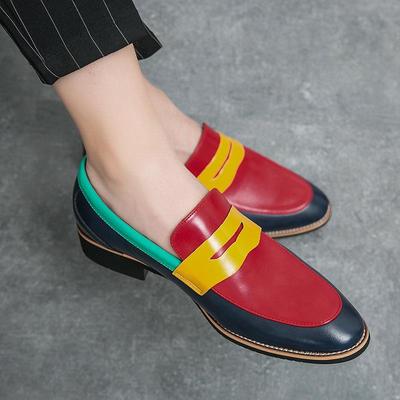 Meeste suured nahast mokassiinid: Stiilsed, trendikad värviplokkidega, vabaaja slip-on kingad.