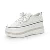 6cm Neue Echtes Leder Plateau Keilabsatz Schuhe Zapatos De Mujer Bling Vulkanisierte Klobige Sneaker Pumps Plateau Damenmode