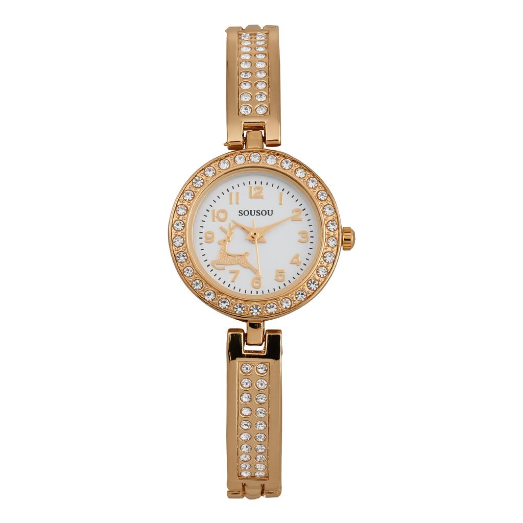 Women Crystal Rhinestone Ladies Dress Wristwatches Bracelet Quartz Watch Clock