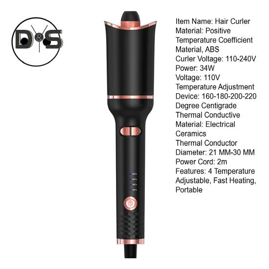 Automatic Hair Curling Iron 4 Temperature Adjustable Fast Heating Portable Travel Hair Curler Electric Curling Wand Women Hair Styling Tools
