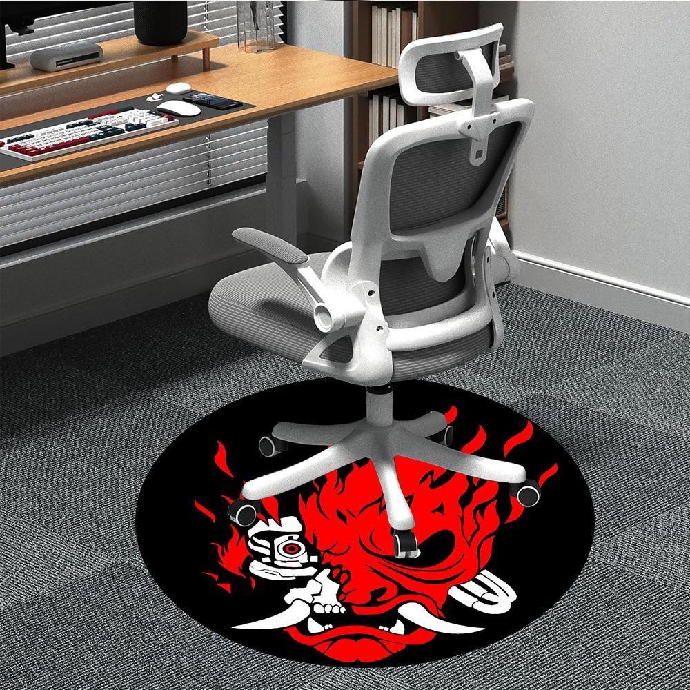 

1pc Demon Mask Carpet, Round Non-Slip Durable Large Size Office Carpet, Suitable for Office, Beautiful Decoration 80cm