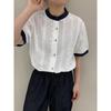 French Hollow Embroidery Short Sleeve Summer Blouse - Casual, Versatile Jacquard Loose Fit
