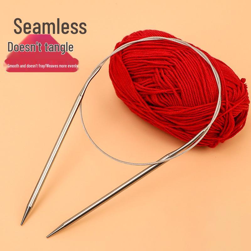 23cm Wool Knitting Circular Needle Set for Sweaters & Sleeves - Stainless Steel & Bamboo.