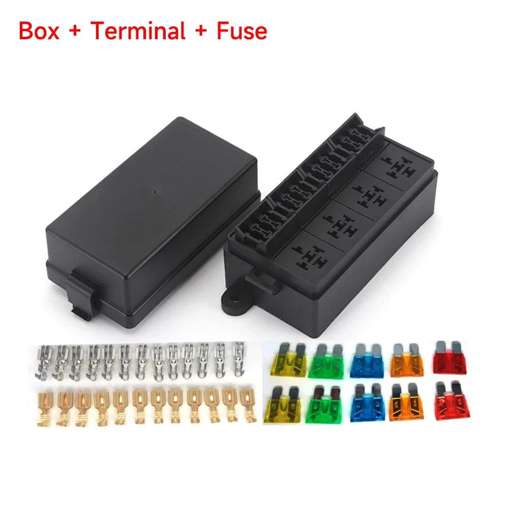 4 Relay Slots Car Fuse Relay Box 12V Pre-Wired Circuit Protection Car Fuse Holder 4 Relay Blocks Fuse for Car Truck RV Boat