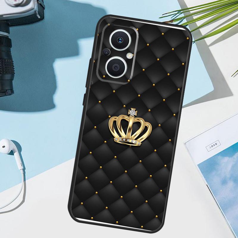 Quilted Texture Sofa Pattern Crown Case For OPPO Reno 11 12 13 13F 12F 11F 8T 7 8 10 Pro OPPO Find X8 Pro X6 X3 X5 Lite Cover