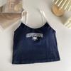 Small Camisole With Bra Pad Undershirt Female Senior Sense Letters Embroidery Thin Inner Slim Outer Wear Spicy Girl Desire Tops