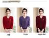 Spring & Autumn Nine-Sleeve Plus Size Knitwear for Middle-Aged Women, Lapel Wool Base Layer T-shirt
