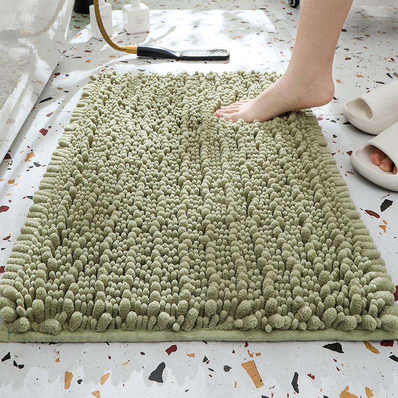 Chenille Long Pile Bathroom Mat - Water Absorbent & Anti-Slip Foot Pad for Home Use