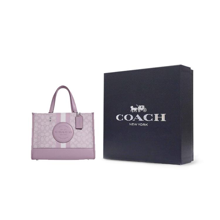 New COACH Dempsey Fabric With Cow Leather Tote Bag, Shopping Bag, Handbag Large Size Women's Lilac Purple C8448-SVSOT