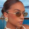 Small Oval Metal Frame Steampunk Sunglasses For Women  Luxury Brand Vintage Double Beam Shades Classic Round Punk Eyewear