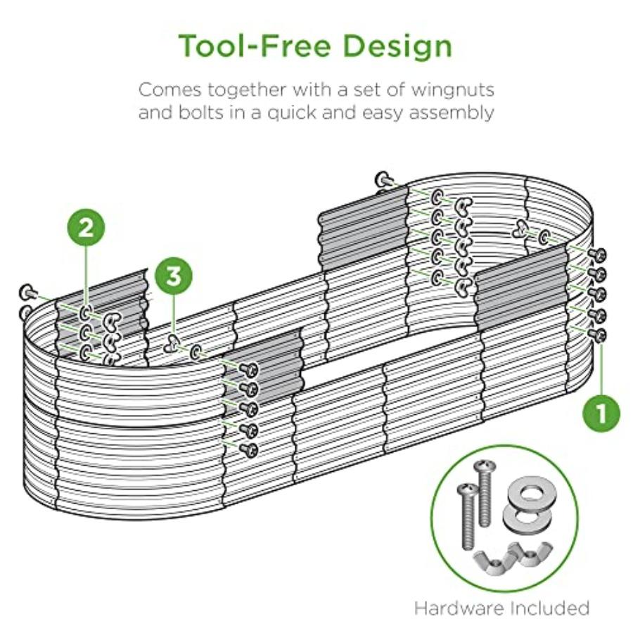 4x2x2ft Outdoor Metal Raised Garden Bed Oval Deep Root Planter Box for Vegetables Flowers Herbs and Succulents w 101 Gallon Cci