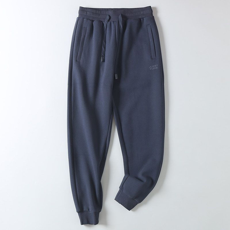 Men's Trendy Spring and Autumn Pique Cotton Solid Color Heavy-Duty Washed Sports Casual Elastic Waist Jogger Sweatpants