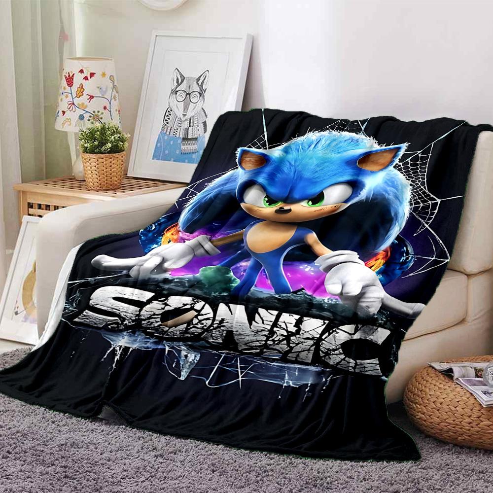 

1pc Sonic blanket Lightweight Flannel Throw for Sofa Bed Travel Camping Livingroom Office Couch Chair 80cmx120cm