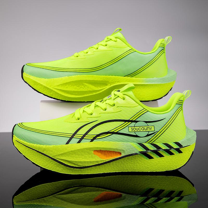 

Men s Carbon Plate Running Shoes, Popcorn Shock-absorbing Breathable Mesh, Fashionable and Trendy Racing Student Sports Shoes 34