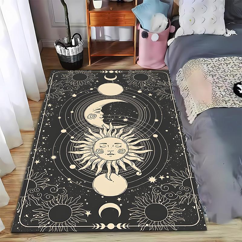 Dreamy Sun and Moon Pattern Rug Suitable for Use As an Anti-slip Game Mat for Living Room and Bedroom Sofas