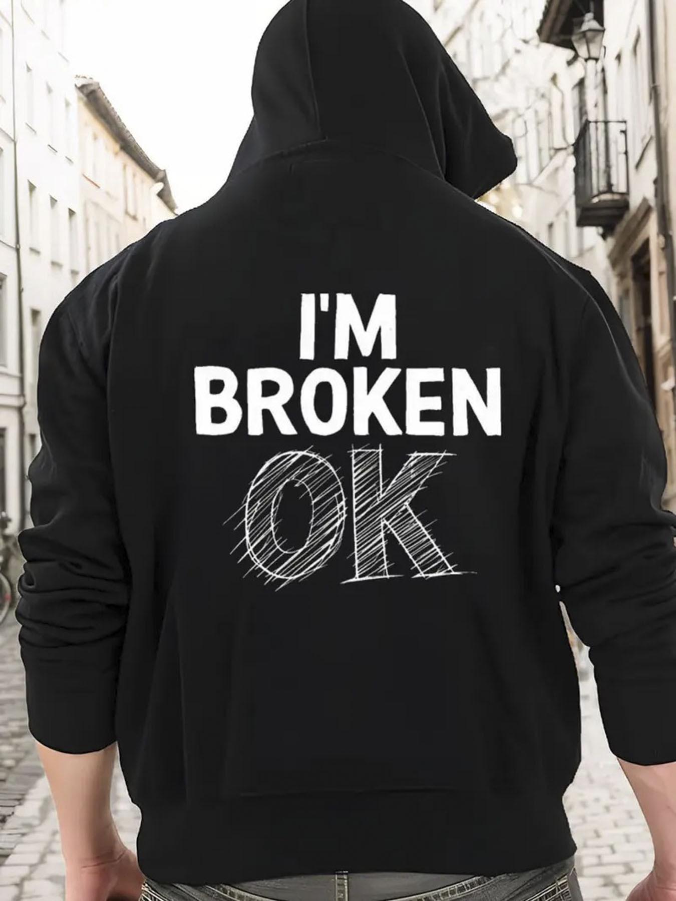 

Men s Hooded Sweater with Proud Statement Print, Loose Fit, Classic Round Neck, with Kangaroo Pocket and Drawstring 3XL