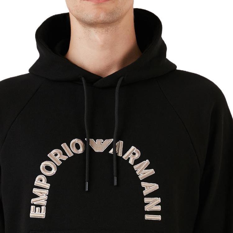 Emporio Armani Sweatshirts Men's Black Hooded Moderate Regular 6R1ME9-1JWPZ-00C5