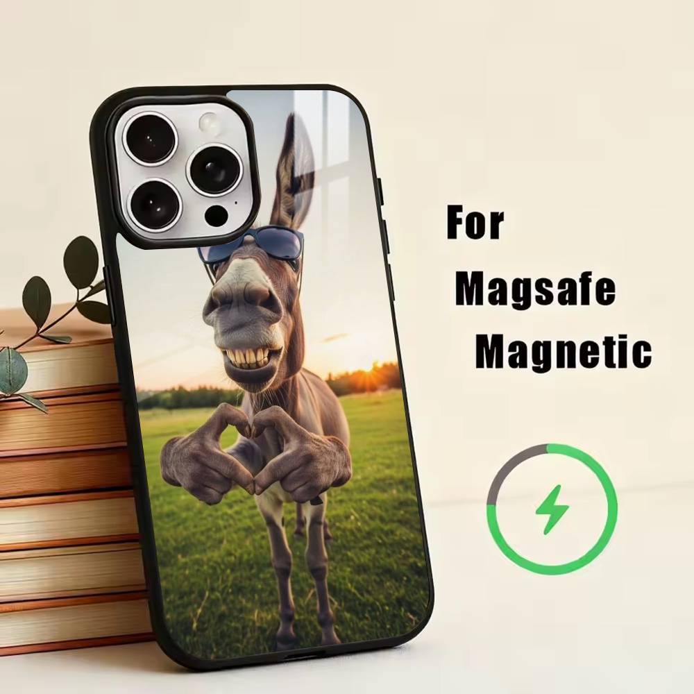 D-Funny Animals Phone Case For iPhone17,16,15,14,13,12,11 Plus,Pro Magnetic For Magsafe Wireless Charging