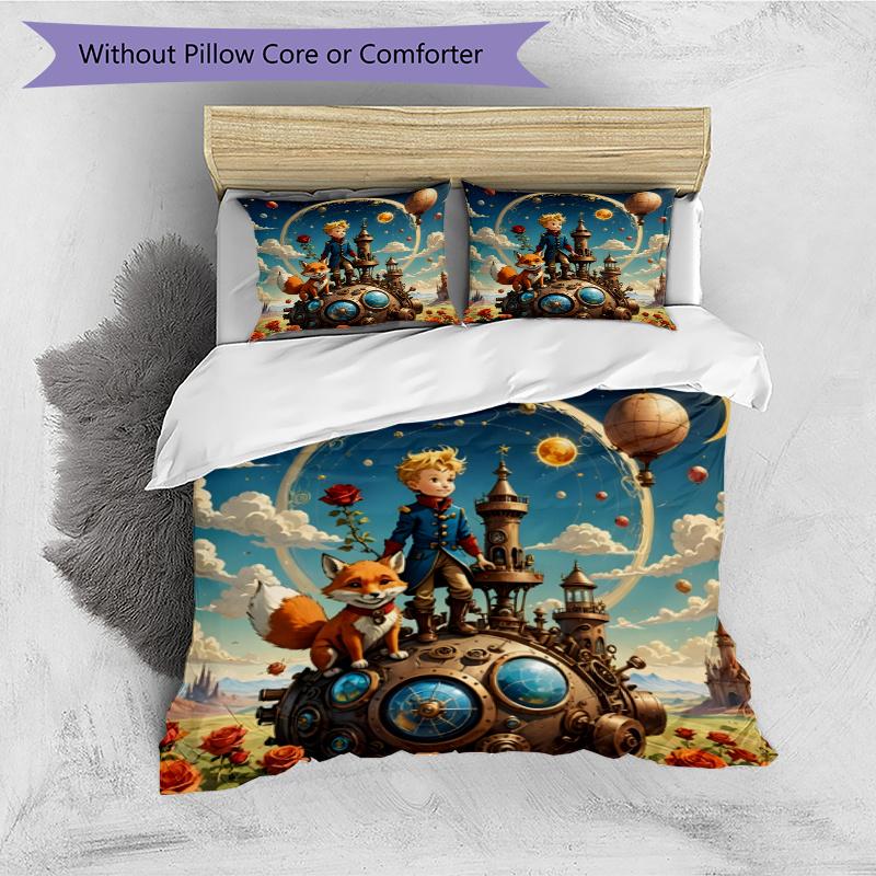 3pcs Duvet Cover Set (1*Duvet Cover + 2*Pillowcase, Without Core), The Little Prince Print Bedding Set, Bedroom Decor, All‑Season, Gift