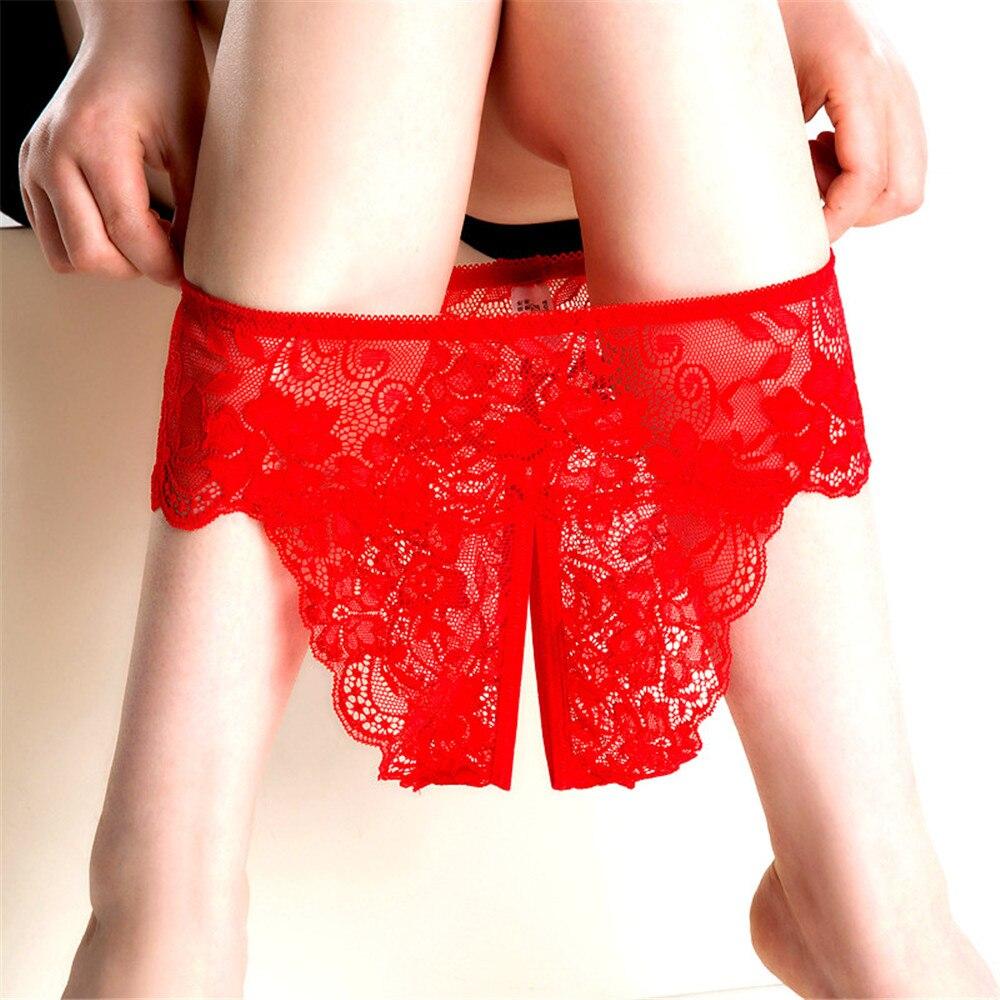 Women Sexy Opening Crotch Panties Lace Open Spandex Crotchless Thongs for Sex Plus Size Female Underpants Sex Briefs Tangas