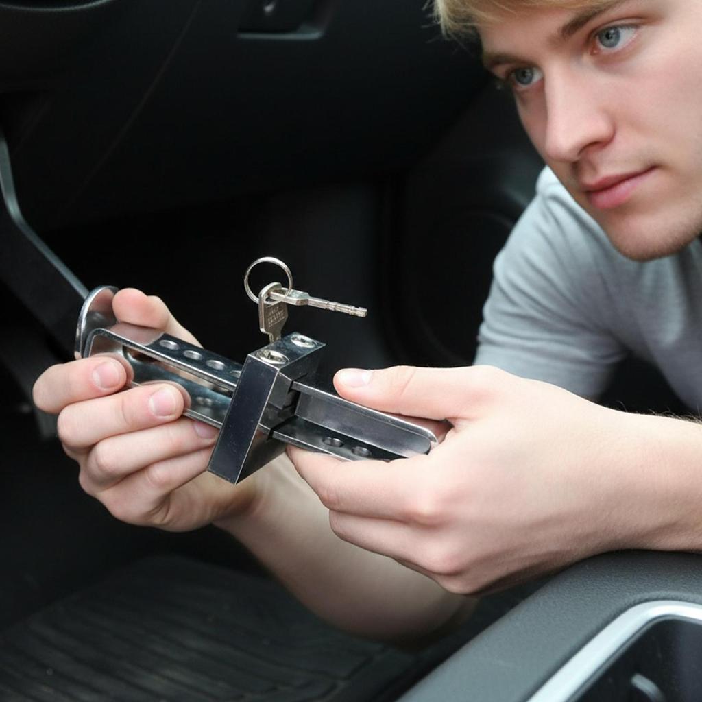 Car Anti-Theft Brake Clutch Lock Portable Adjustable Universal Vehicle Safety Tool Automotive Safety Brake Clutch Lock For Auto