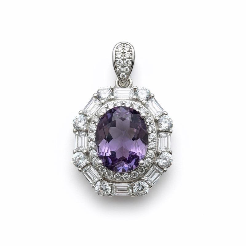 S925 Sterlingsilber Gelber Amethyst Edelsteinring & Damenanhänger mit hohem Karat