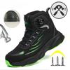Men's Safety Shoes High Top Work Safety Shoes Steel Toe Sneakers Rotation Button Anti-smash Antipuncture Steel  Safety Boots