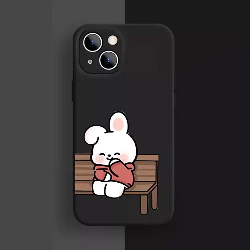 

Cute Bear and Rabbit Couple Pattern Phone Case for iPhone 17 16 15 14 13 12 11 16E Series Pro Max Plus Double Layer Protection iphone 12
