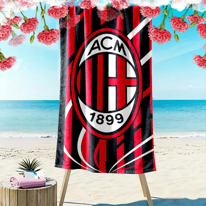 Asciugamano da Spiaggia Stampa AC Milan, Asciugamano Grande Morbido Asciugatura Rapida per Spiaggia Campeggio Nuoto