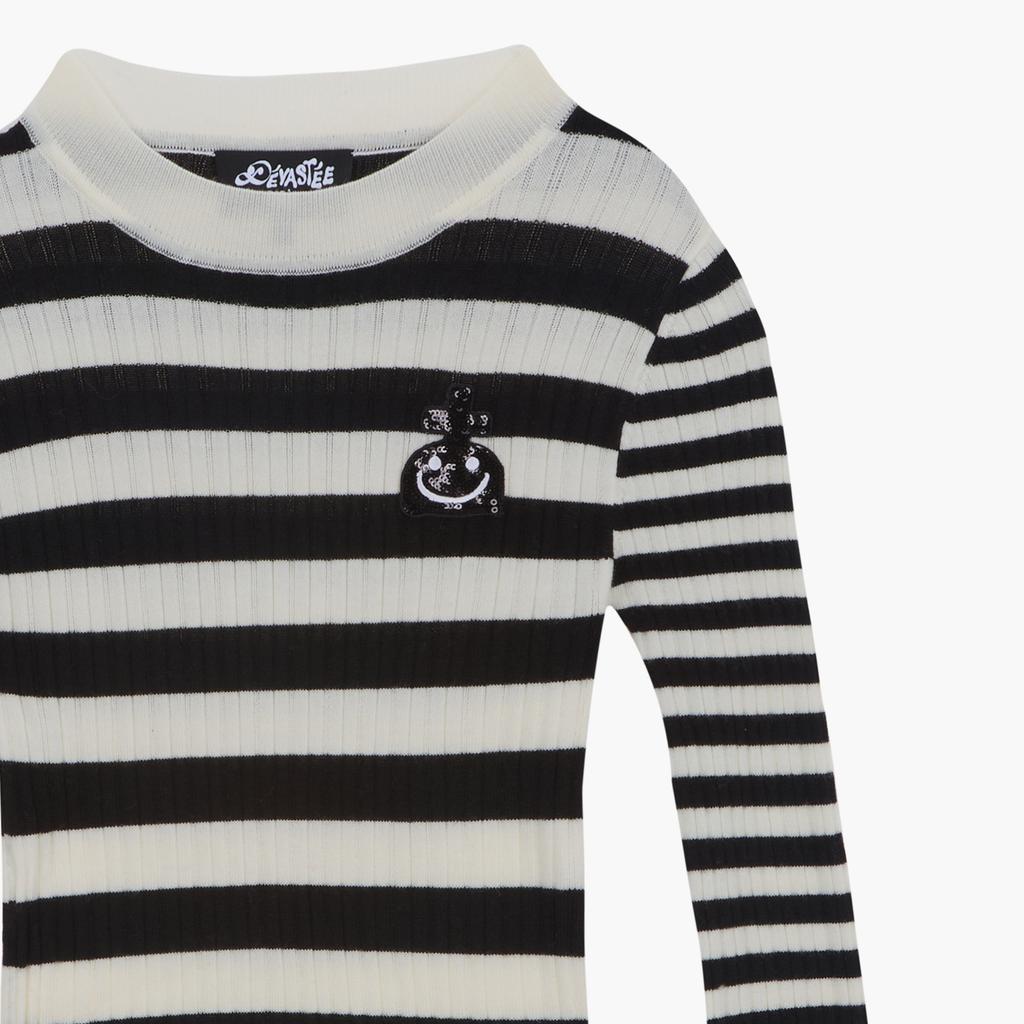 Debaseute Striped Rib Knit Top White Stripe (S5Fwkt007)