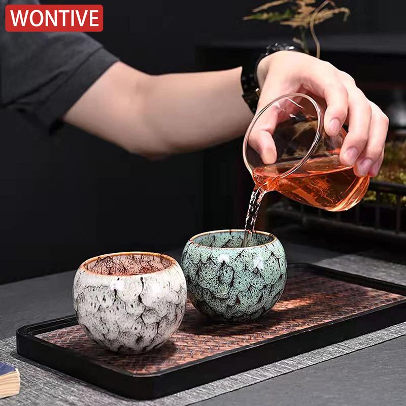 1PC Kiln Change Ceramic Cup Porcelain Kung Fu Tea Cups 110ml Drinkware Tableware Pottery Drinkware Tableware Coffee Mug Wine Mug