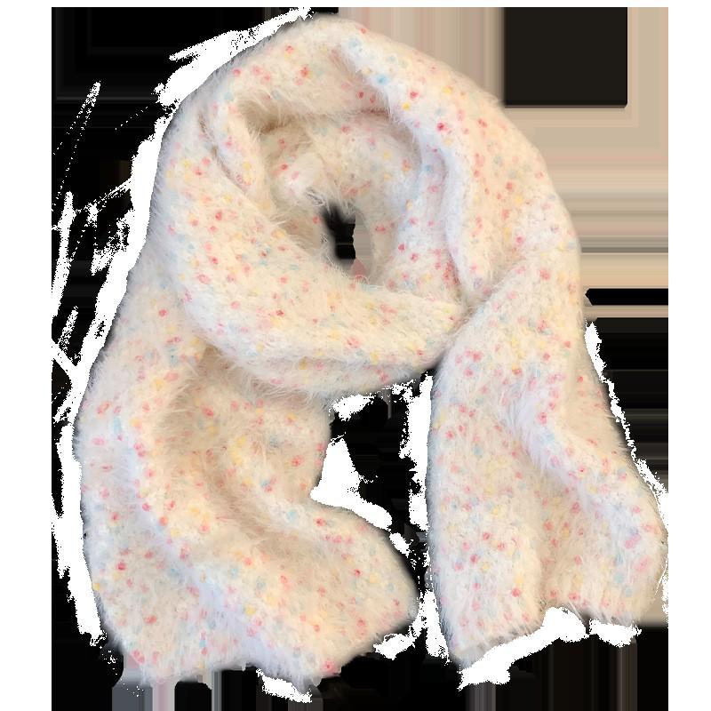 Soft Fuzzy Winter Scarf Women - Sweet Korean Style White Knitted Neck Warmer Warm Thick Wrap Students